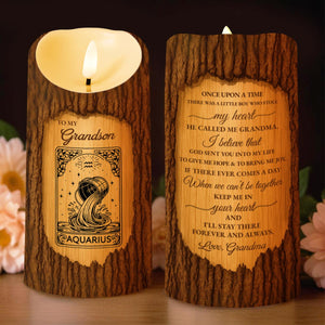 To My Grandson, Once Upon A Time, Scorpio Zodiac Sign - Personalized Custom LED Candle - GSN057_LECA