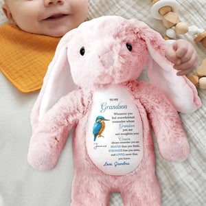 To My Grandson Remember Whose Grandson You Are - Personalized Stuffed Bunny - GSN062_BUN