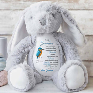 To My Grandson Remember Whose Grandson You Are - Personalized Stuffed Bunny - GSN062_BUN