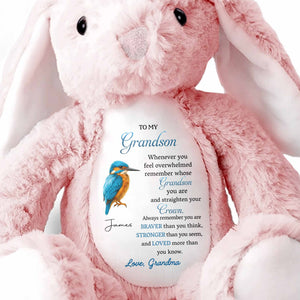 To My Grandson Remember Whose Grandson You Are - Personalized Stuffed Bunny - GSN062_BUN