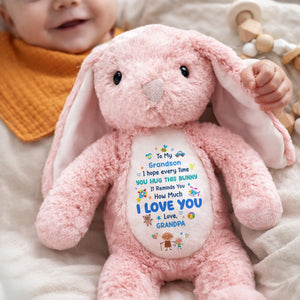 To My Grandson, How Much I Love You Bunny - Personalized Stuffed Bunny - GSN067_BUN
