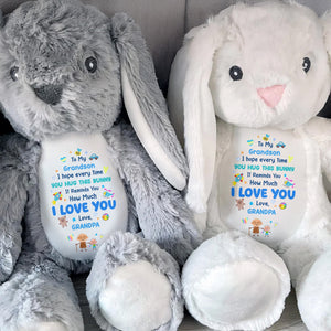 To My Grandson, How Much I Love You Bunny - Personalized Stuffed Bunny - GSN067_BUN