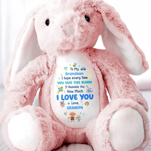 To My Grandson, How Much I Love You Bunny - Personalized Stuffed Bunny - GSN067_BUN