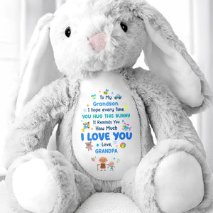 To My Grandson, How Much I Love You Bunny - Personalized Stuffed Bunny - GSN067_BUN