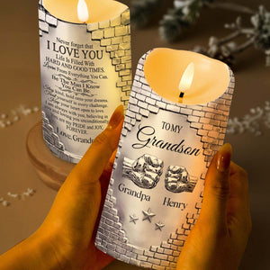 To My Grandson Never Forget That I Love You Fist Bump - Personalized Custom LED Candle - GSN078_LECA