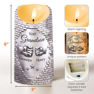 To My Grandson Never Forget That I Love You Fist Bump - Personalized Custom LED Candle - GSN078_LECA