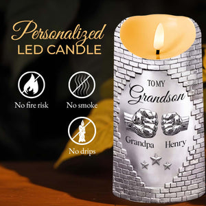 To My Grandson Never Forget That I Love You Fist Bump - Personalized Custom LED Candle - GSN078_LECA