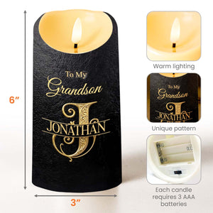 To My Grandson Always Remember You Are Capable Of Greatness Initial Custom - Personalized Custom LED Candle - GSN091_LECA
