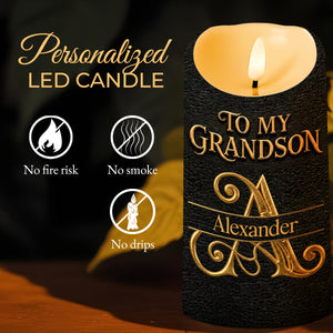 To My Grandson Never Forget How Much I Love You 3D Golden Alphabet Letters - Personalized Custom LED Candle - GSN092_LECA