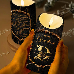 To My Grandson Once Upon A Time Golden Alphabet Art - Personalized Custom LED Candle - GSN110_LECA