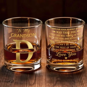 To My Grandson Custom Monogram Initial Whiskey Glass - Personalized Custom Whiskey Glass - GSN117_RWG