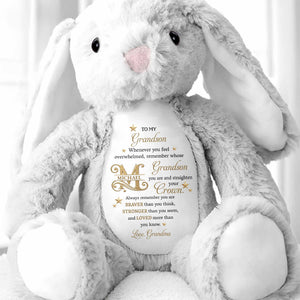 To My Grandson Straighten Your Crown Golden Stars And Alphabet - Personalized Stuffed Bunny - GSN136_BUN