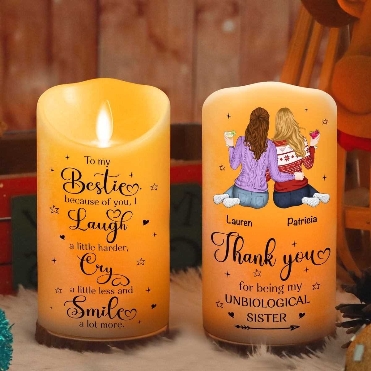 Thank You For Being My Unbiological Sister - Personalized LED Candle