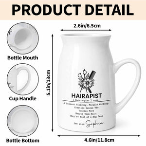 Hairapist A Scissor Wielding Miracle Working Creative Genius With Scissors And Flowers - Personalized Ceramic Flower Vase