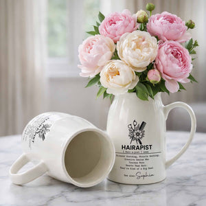 Hairapist A Scissor Wielding Miracle Working Creative Genius With Scissors And Flowers - Personalized Ceramic Flower Vase
