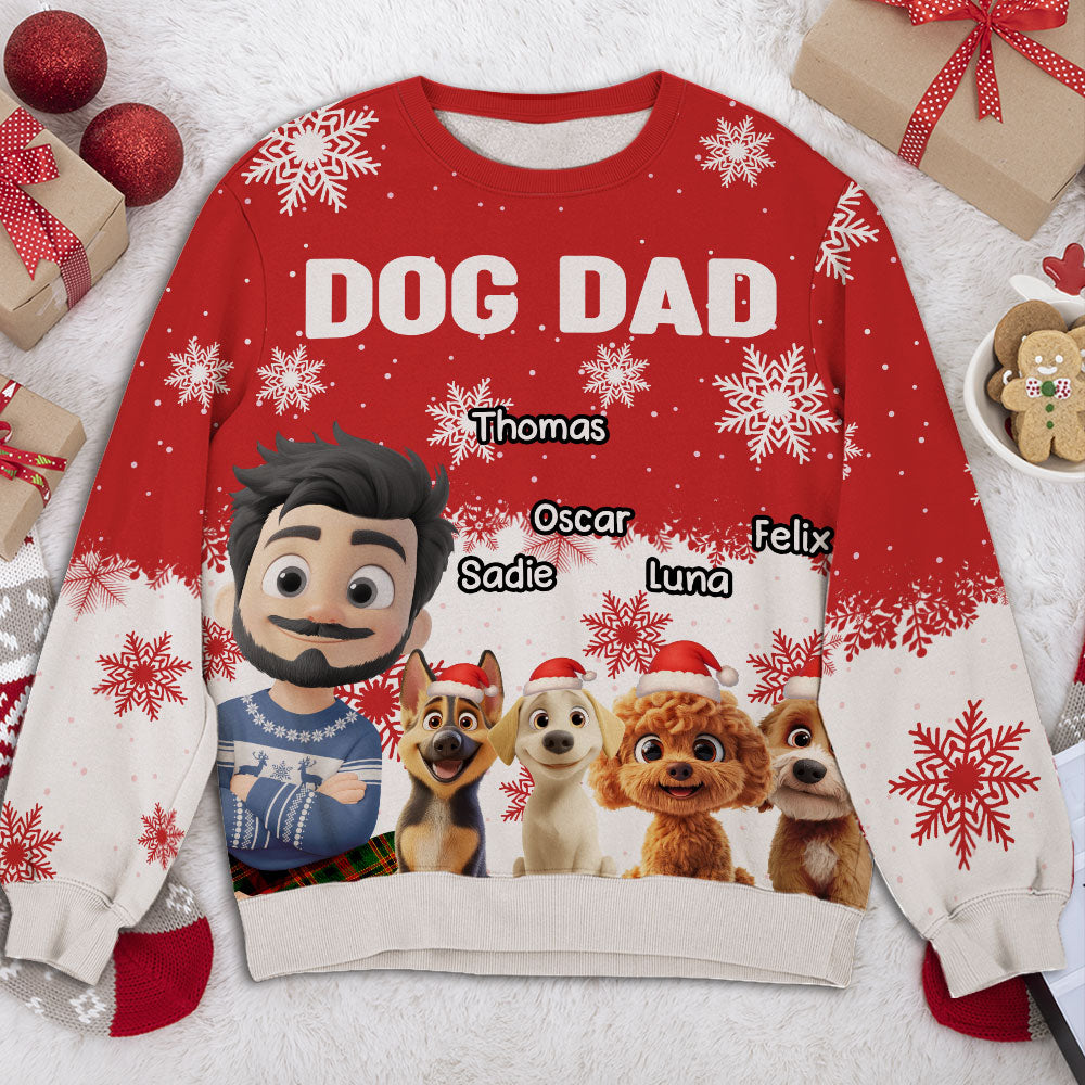 Dog Mom Dad Red White - Personalized All-Over-Print Sweatshirt