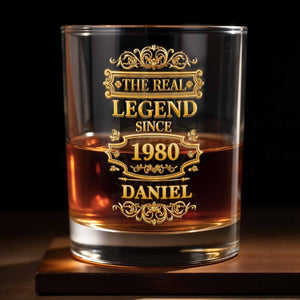 The Real Legend Since Vintage Gold Filigree Frame Design - Personalized Custom Whiskey Glass - HIM014_RWG