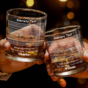 Sobriety Test Hidden Message F*ck It I Need A Beer Geometric Pattern - Personalized Custom Whiskey Glass - HIM020_RWG
