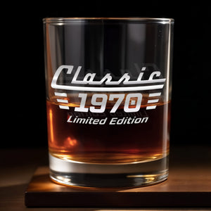 Classic Limited Edition Retro Design Birth Year Custom Glass - Personalized Custom Whiskey Glass - HIM023_RWG