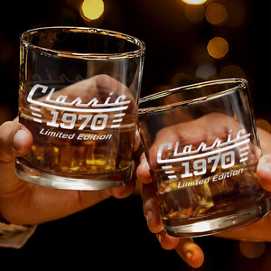 Classic Limited Edition Retro Design Birth Year Custom Glass - Personalized Custom Whiskey Glass - HIM023_RWG