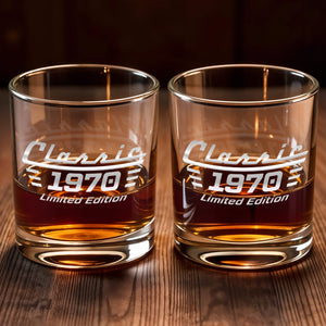 Classic Limited Edition Retro Design Birth Year Custom Glass - Personalized Custom Whiskey Glass - HIM023_RWG