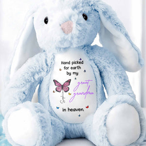 Hand Picked For Earth, Butterfly and Stars - Personalized Stuffed Bunny - HME058_BUN