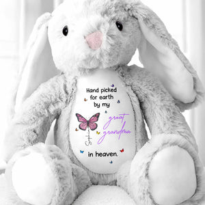 Hand Picked For Earth, Butterfly and Stars - Personalized Stuffed Bunny - HME058_BUN
