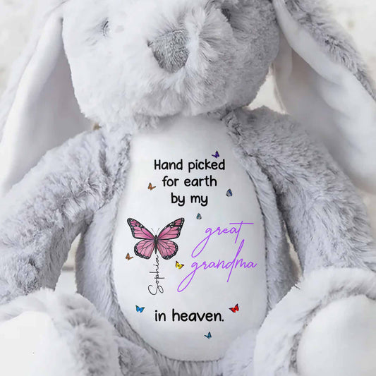 Hand Picked For Earth, Butterfly and Stars - Personalized Stuffed Bunny - HME058_BUN