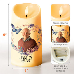 Your Light Will Always Shine In My Heart With Butterflies And Flowers - Personalized Custom LED Candle - HME077_LECA