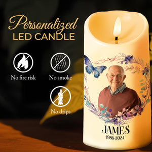Your Light Will Always Shine In My Heart With Butterflies And Flowers - Personalized Custom LED Candle - HME077_LECA