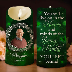Hearts And Minds Of The Loving Family, Butterflies And Roses - Personalized Custom LED Candle - HME080_LECA