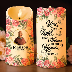 You Are the Light that Shines in Our Hearts, Forever with Roses and Butterflies - Personalized Custom LED Candle - HME094_LECA