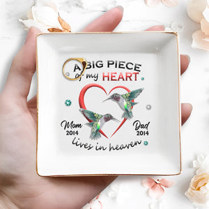 A Big Piece Of My Heart Lives In Heaven With Hummingbirds - Personalized Custom Jewelry Dish - HME121_SCRD