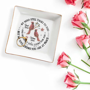Heartfelt Memorial Message With Birds And Flowers - Personalized Custom Jewelry Dish - HME125_SCRD