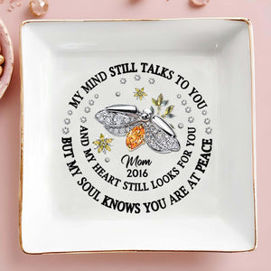 My Mind Talks To You Bee And Flowers Memorial Dish - Personalized Custom Jewelry Dish - HME127_SCRD