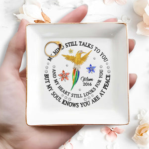 My Mind Talks to You, Soul At Peace Hummingbird Dish - Personalized Custom Jewelry Dish - HME133_SCRD