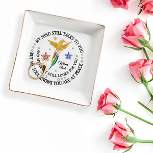 My Mind Talks to You, Soul At Peace Hummingbird Dish - Personalized Custom Jewelry Dish - HME133_SCRD