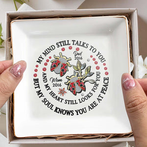 Memorial Jewelry Dish With Ladybugs And Flowers - Personalized Custom Jewelry Dish - HME134_SCRD