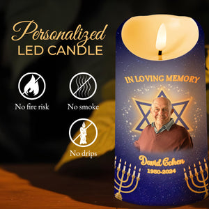 In Loving Memory Always With You Star Of David Menorah - Personalized Custom LED Candle - HME138_LECA