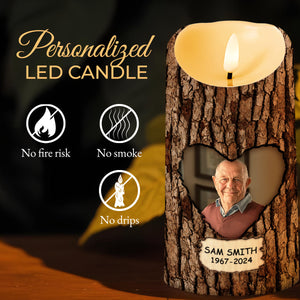 Goodbyes Are Not The End Tree Bark Memorial LED Plaque - Personalized Custom LED Candle - HME144_LECA