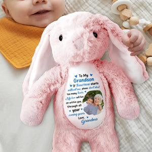 To My Grandson, If Tomorrow Starts Without Me, Stuffed Bunny and Photo Frames - Personalized Stuffed Bunny - HME182_BUN