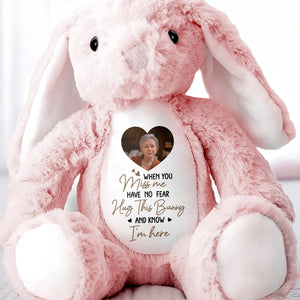 When You Miss Me, Hug This Bunny, Heart and Stuffed Bunny - Personalized Stuffed Bunny - HME185_BUN