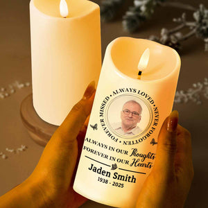Always In Our Thoughts, Forever In Our Hearts Memorial Candle - Personalized Custom LED Candle - HME213_LECA