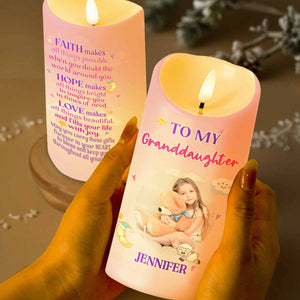 Faith, Hope, Love, Inspiring Gifts For Granddaughters - Personalized Custom LED Candle - HME219_LECA