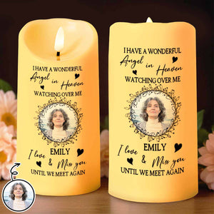 Wonderful Angel In Heaven, Watching Over Me, Loving Memorial - Personalized Custom LED Candle - HME277_LECA