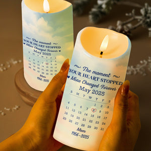 The Moment Your Heart Stopped, Candle With Heart And Calendar - Personalized Custom LED Candle - HME322_LECA
