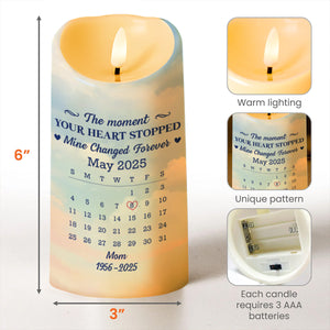 The Moment Your Heart Stopped, Candle With Heart And Calendar - Personalized Custom LED Candle - HME322_LECA