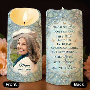 Those We Love Don't Go Away, Beautiful Floral and Butterfly Design - Personalized Custom LED Candle - HME329_LECA