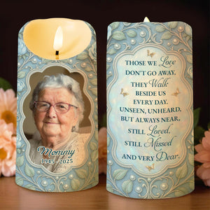 Those We Love Don't Go Away, Beautiful Floral and Butterfly Design - Personalized Custom LED Candle - HME329_LECA