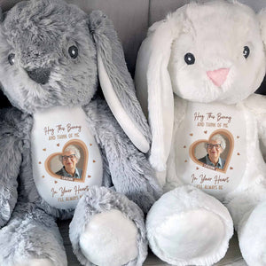 Hug This Bunny And Think Of Me, Heart And Bunny Design - Personalized Stuffed Bunny - HME472_BUN